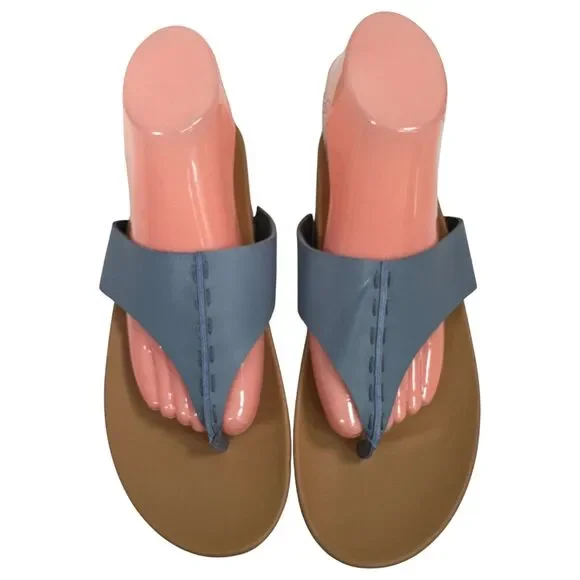 The Sak Everly Blue Leather Flip Flop Sandals Size 10 NEW without Tags - Picture 7 of 8